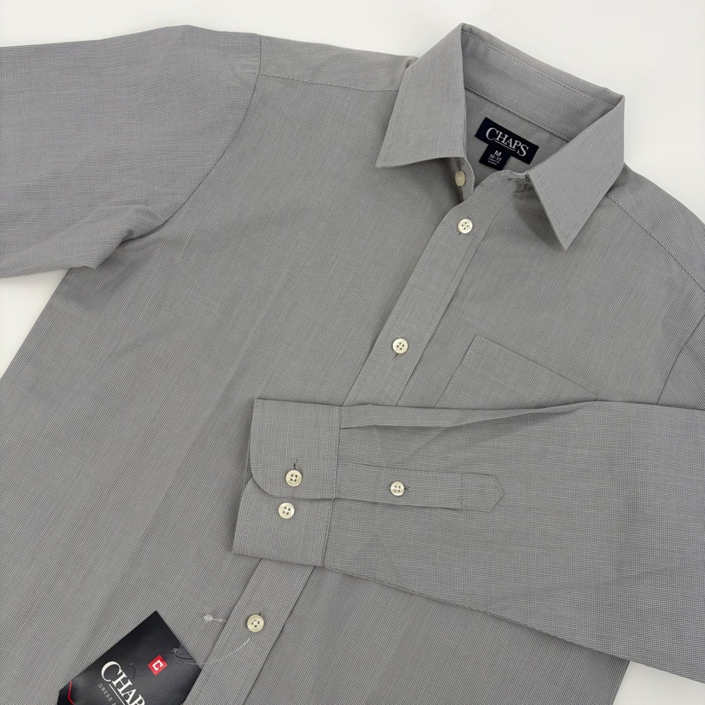 Chaps Dress Shirt Boys Size M 10-12 Gray Long Sleeve Button Down Event Church
